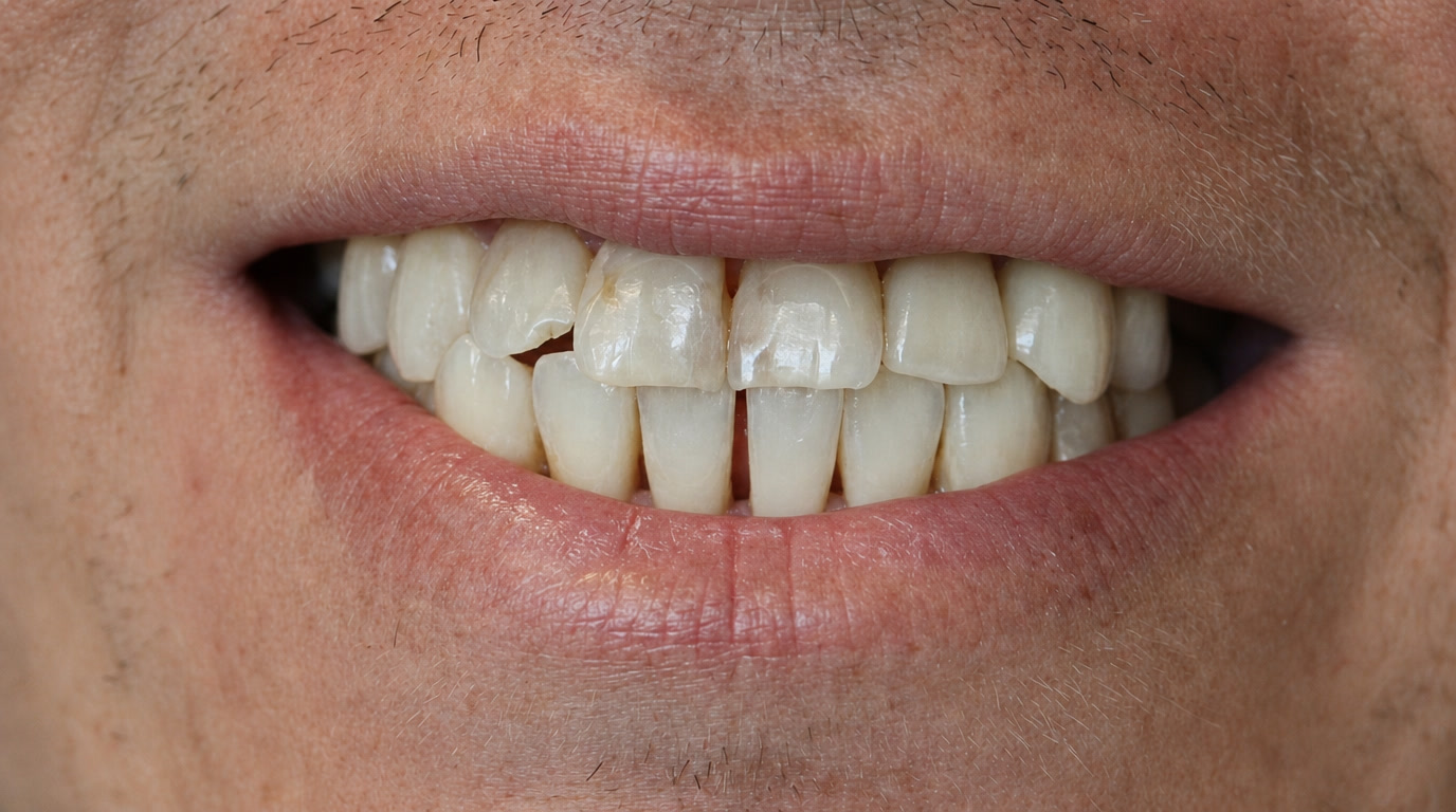 Before treatment, close-up frontal smile